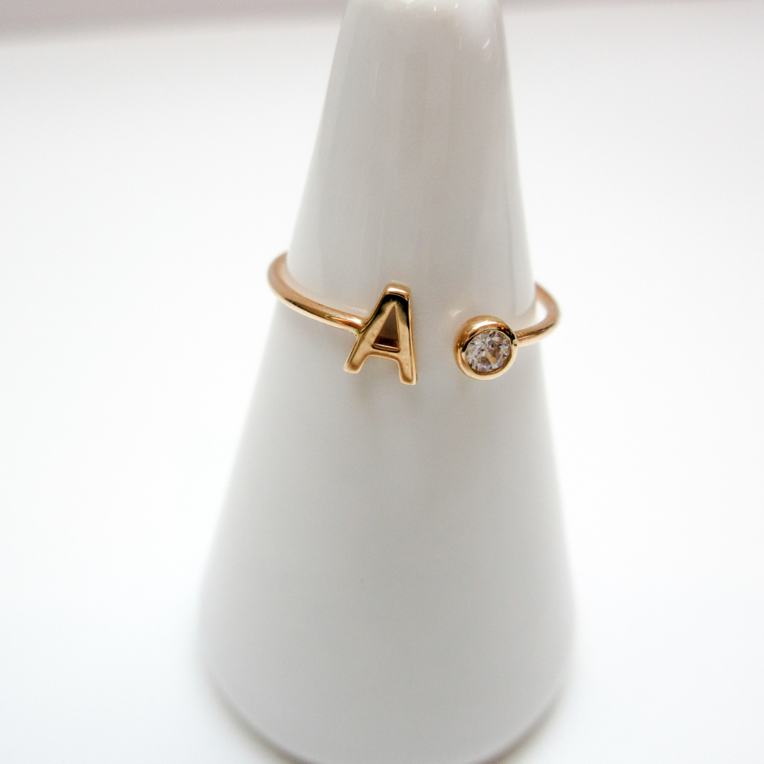 Personalized monogram ring with your initials and CZ stones