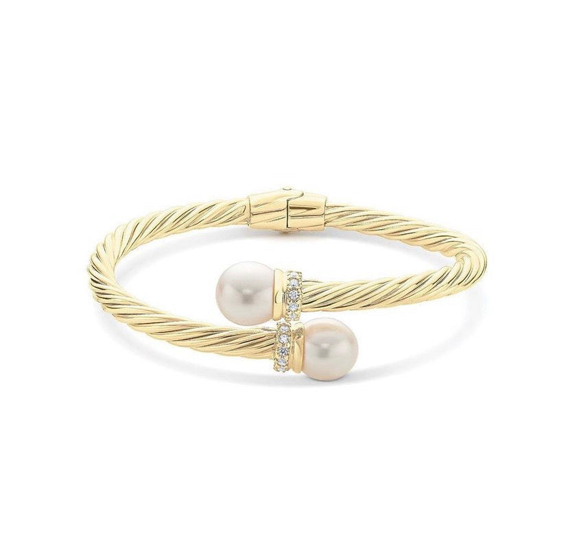 Mirabel Coin Pearl Statement Hinge Bangle